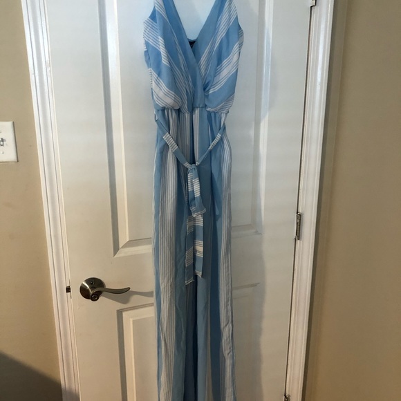 Striped Blue Jumpsuit - Picture 2 of 2